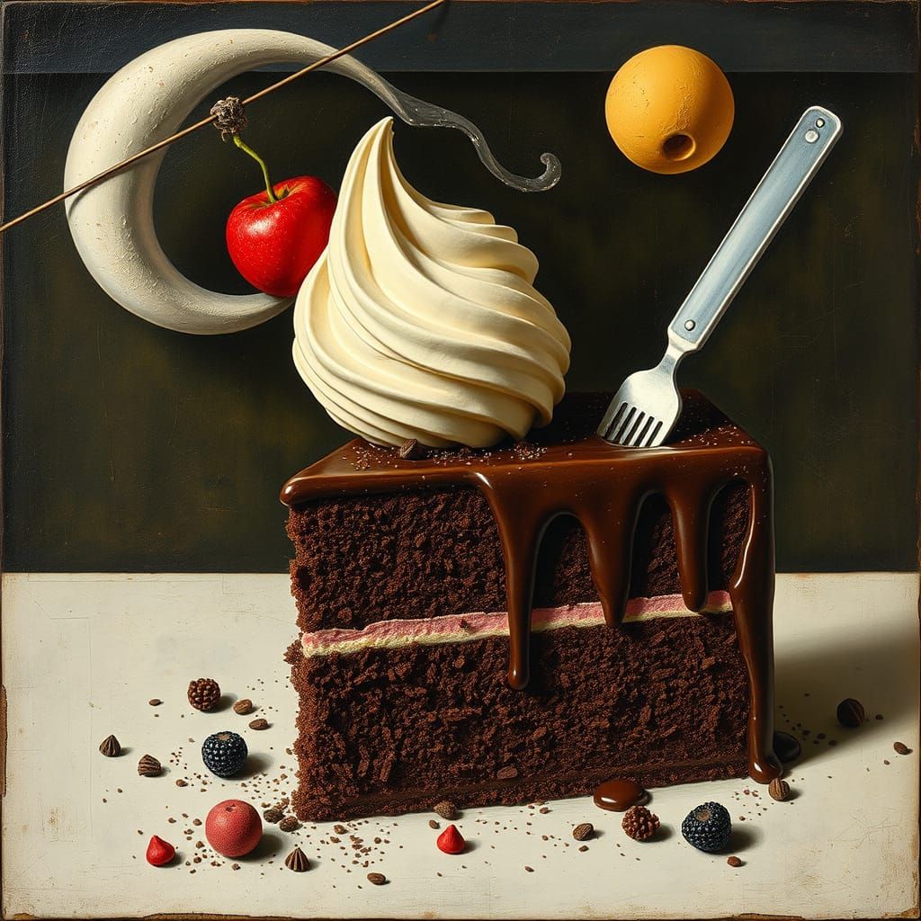 Ice Cream and Chocolate Cake in Constructivist Style