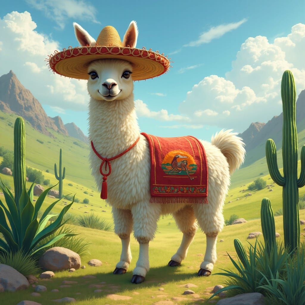 Llama in Sombrero: A Whimsical Fantasy
