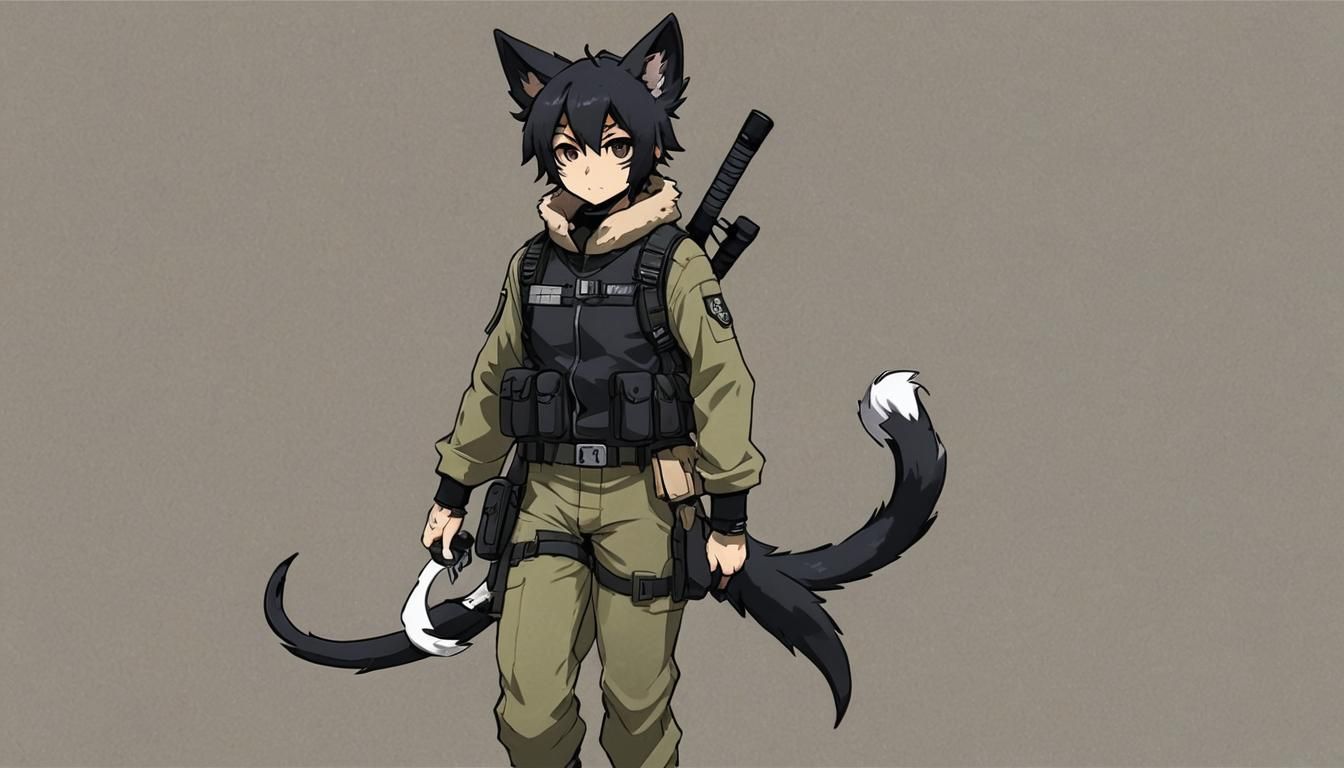Tactical Kemono Character with Black Animal Features