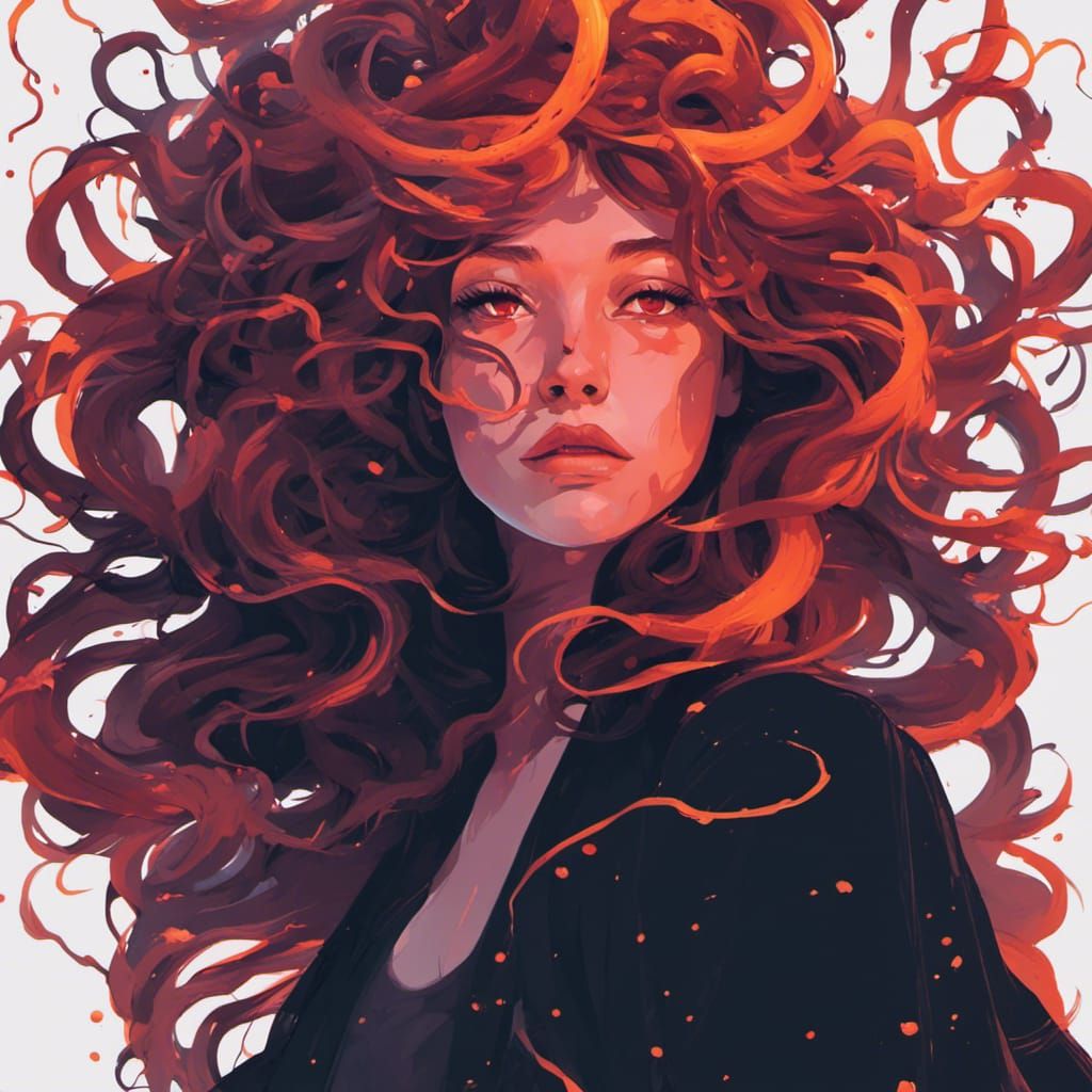 Medusa in Minimalist Vector Art with Dark Magic