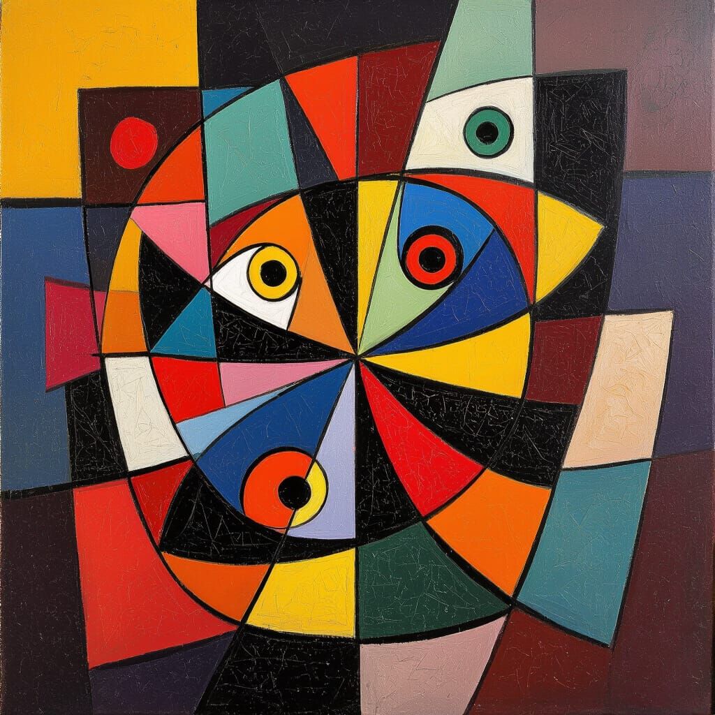 Cubist Ciliophora with Geometric Shapes and Bold Colors