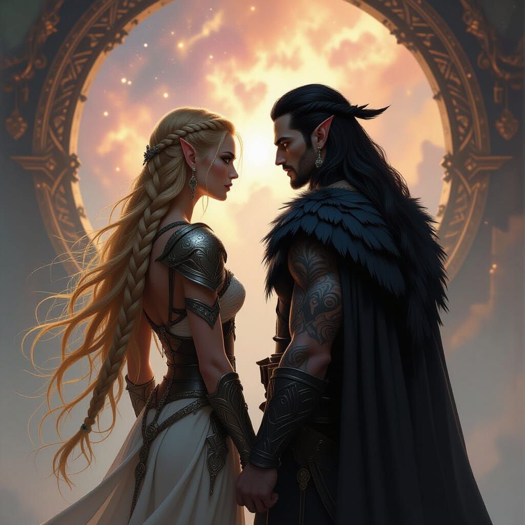 Valkyrie and Dark Elf Gaze at Nebula