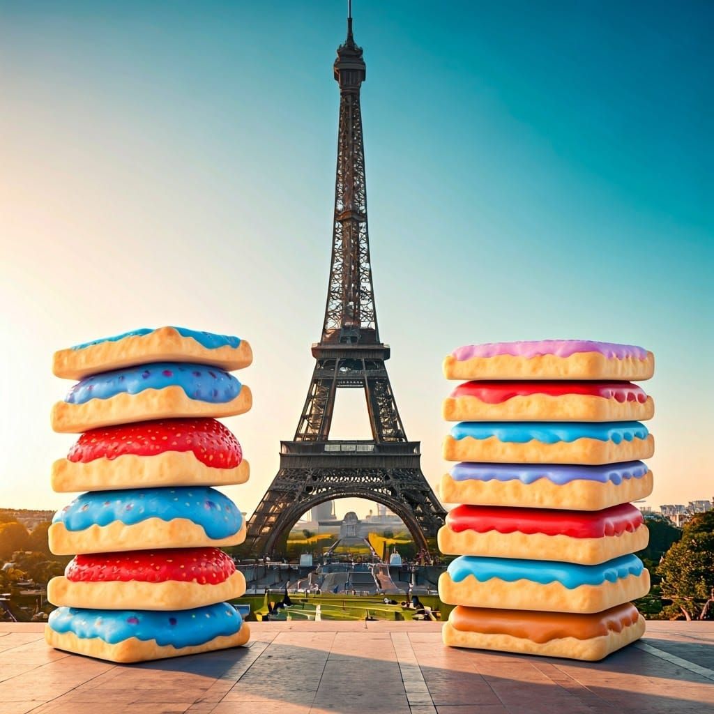 Giant Pop Tart Skewers at Eiffel Tower, Pop Surrealism