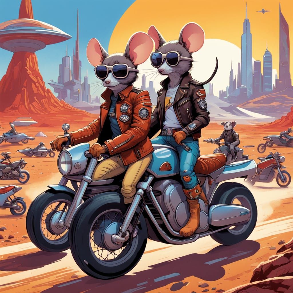 Mars Biker Mice in Retro-Futuristic Gear