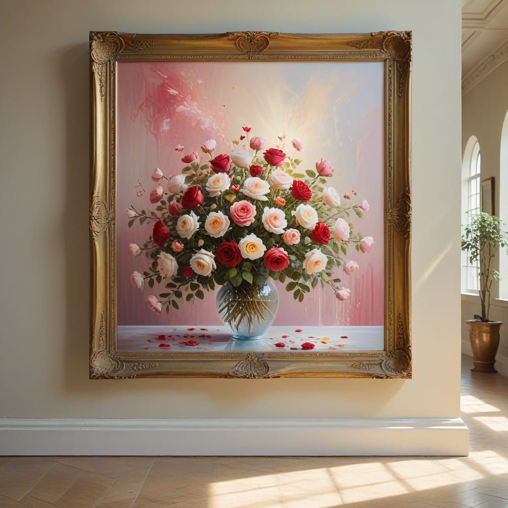 Tender Roses in Soft Pastel Oil Painting