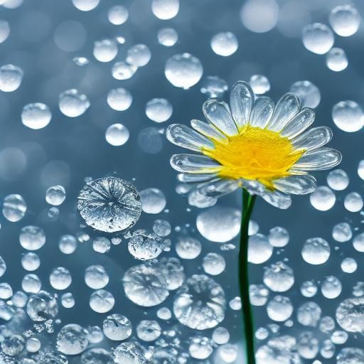 Crystal Flower in Ice World: Hyperrealistic Macro Shot