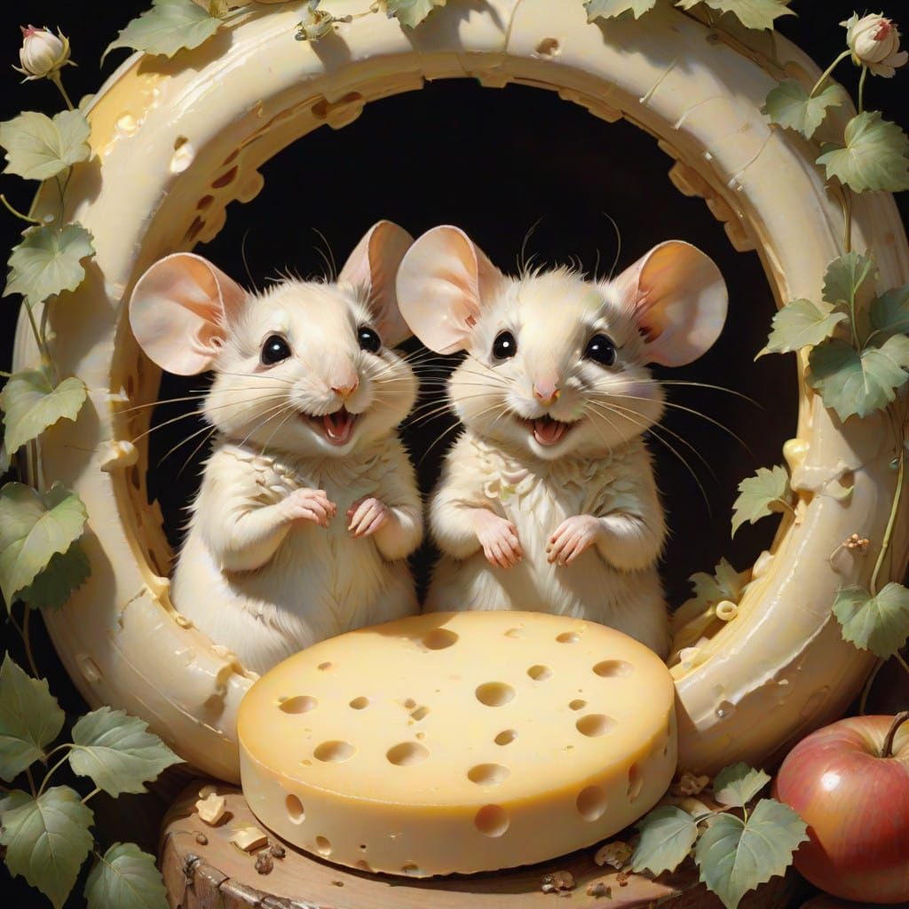 Whimsical Mice in Swiss Cheese Delight