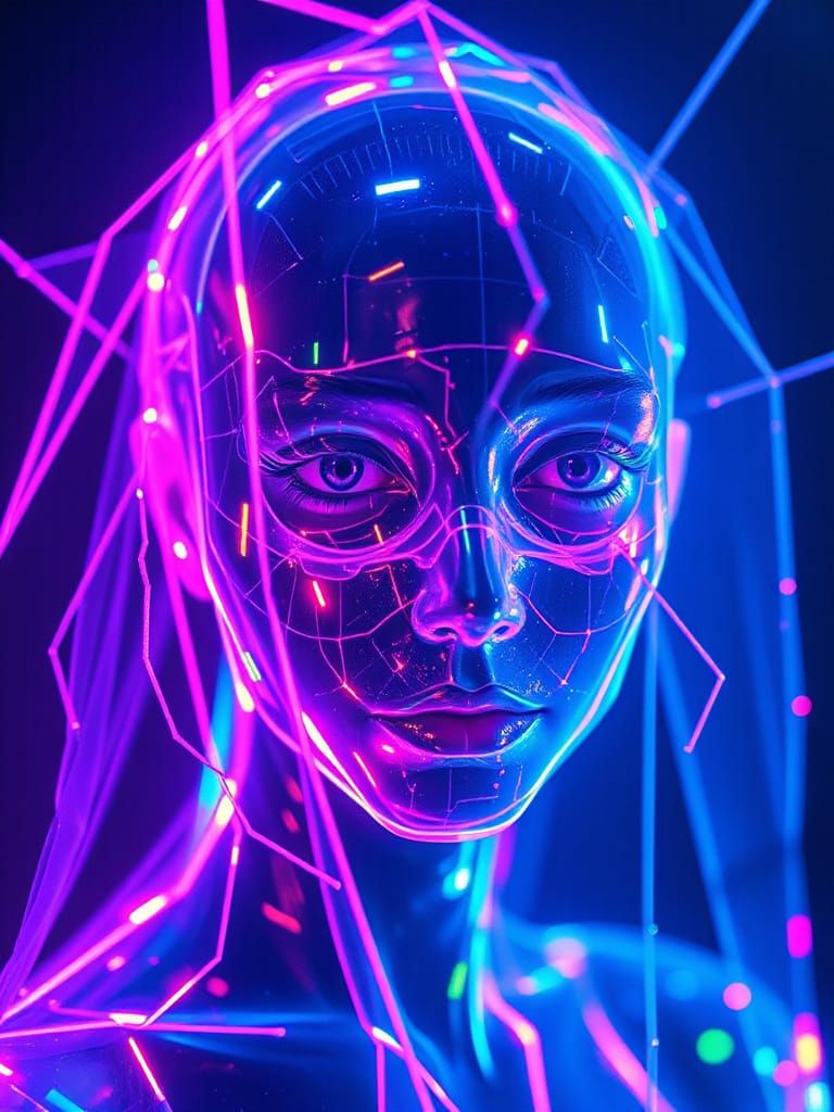 Ethereal Glitchcore Avatar Radiates Futuristic Spectral Ener...