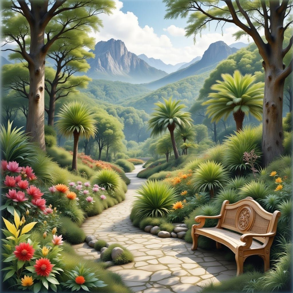 Whimsical Botanic Garden in Watercolor Style