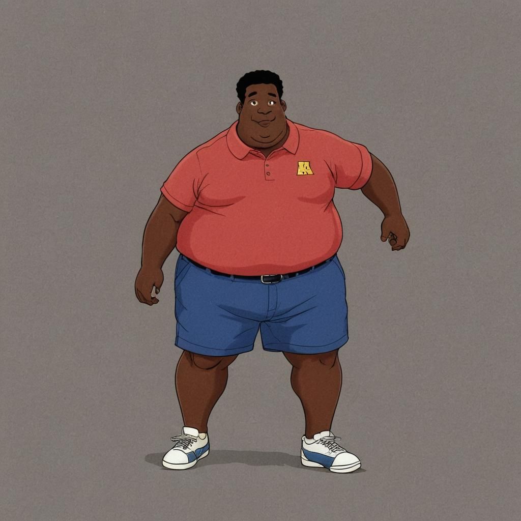 Fat Albert Cartoon Character in Red Shirt