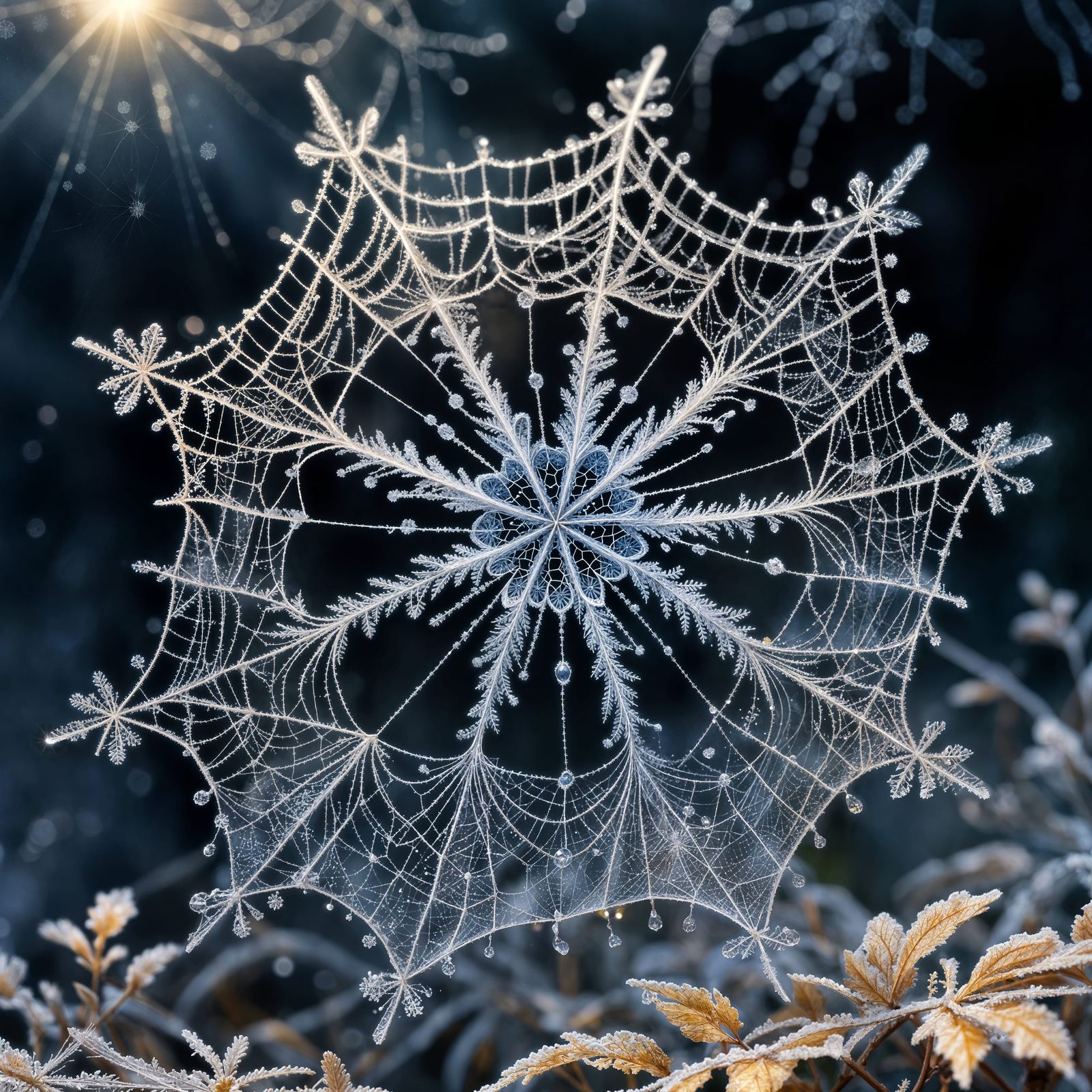 Ethereal Snowflake Fantasy in Whimsical Web