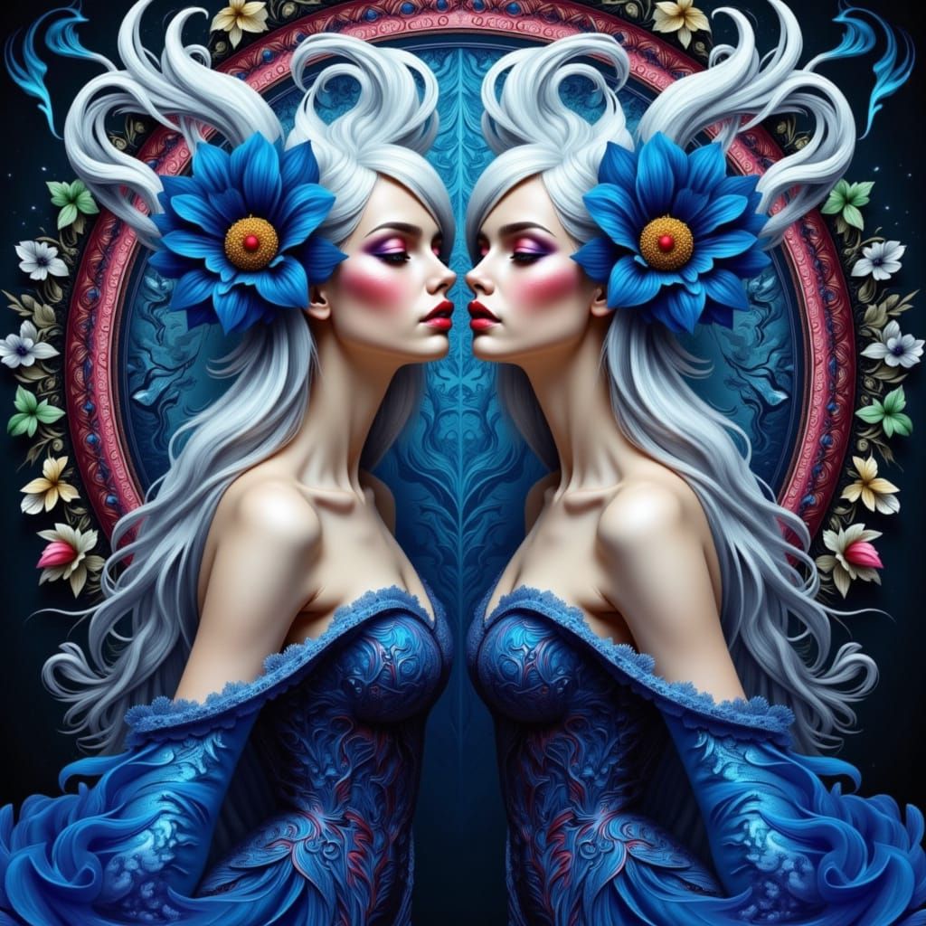 Ethereal Woman in Mirrored Portrait