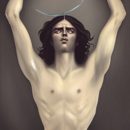 Decadent Saint Sebastian Crying and Looking Upward
