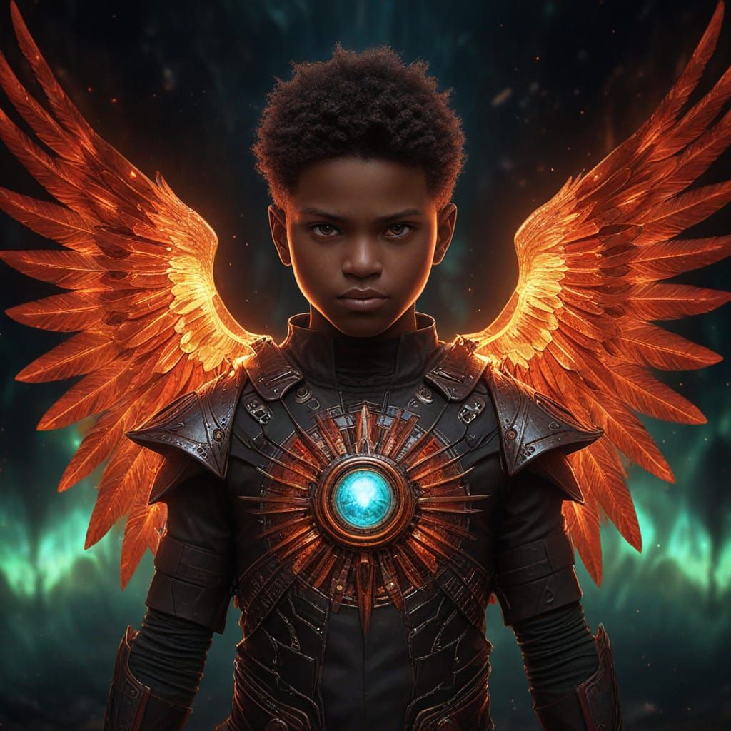 Abstract Child Angel with Diamond Eyes and Wings