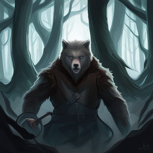 High Gothic Noir Portrait of a Demonic Werebear