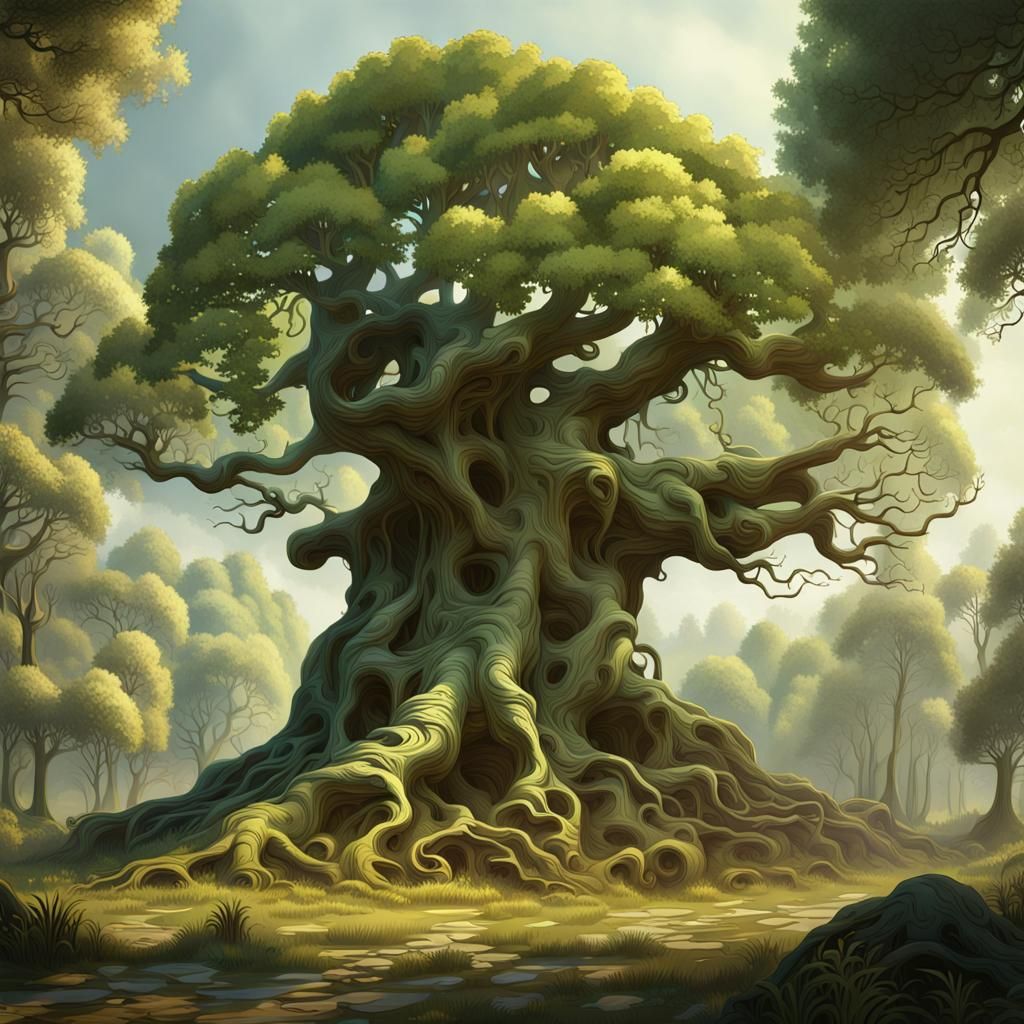 Alerce Tree in Forest: Art Nouveau Rococo Architecture
