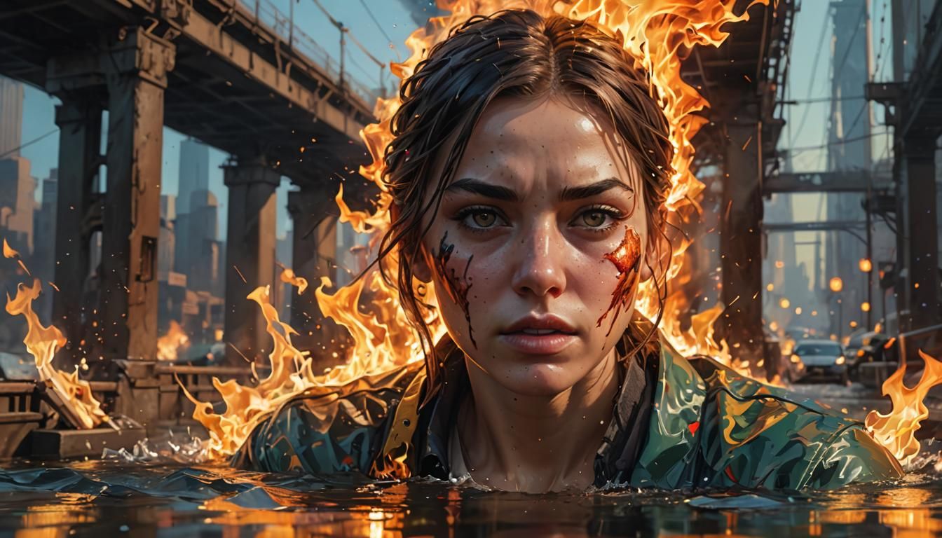 Hyperrealistic Face in Colorful Splash Art Style