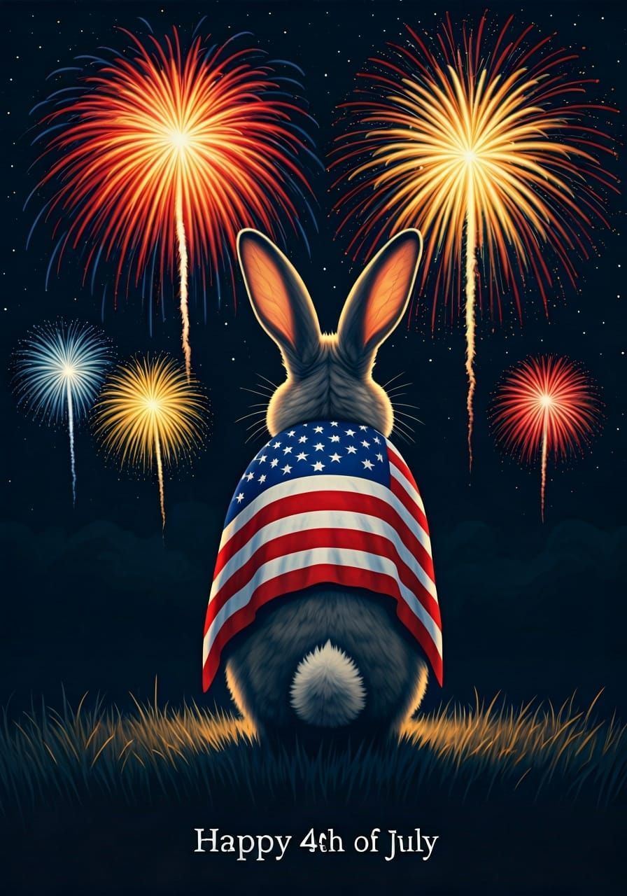 Patriotic Rabbit Celebrates Fourth of July