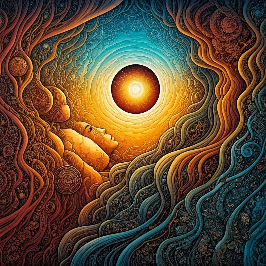 Surreal Album Cover Art: Woman's Dream in Mixed Media