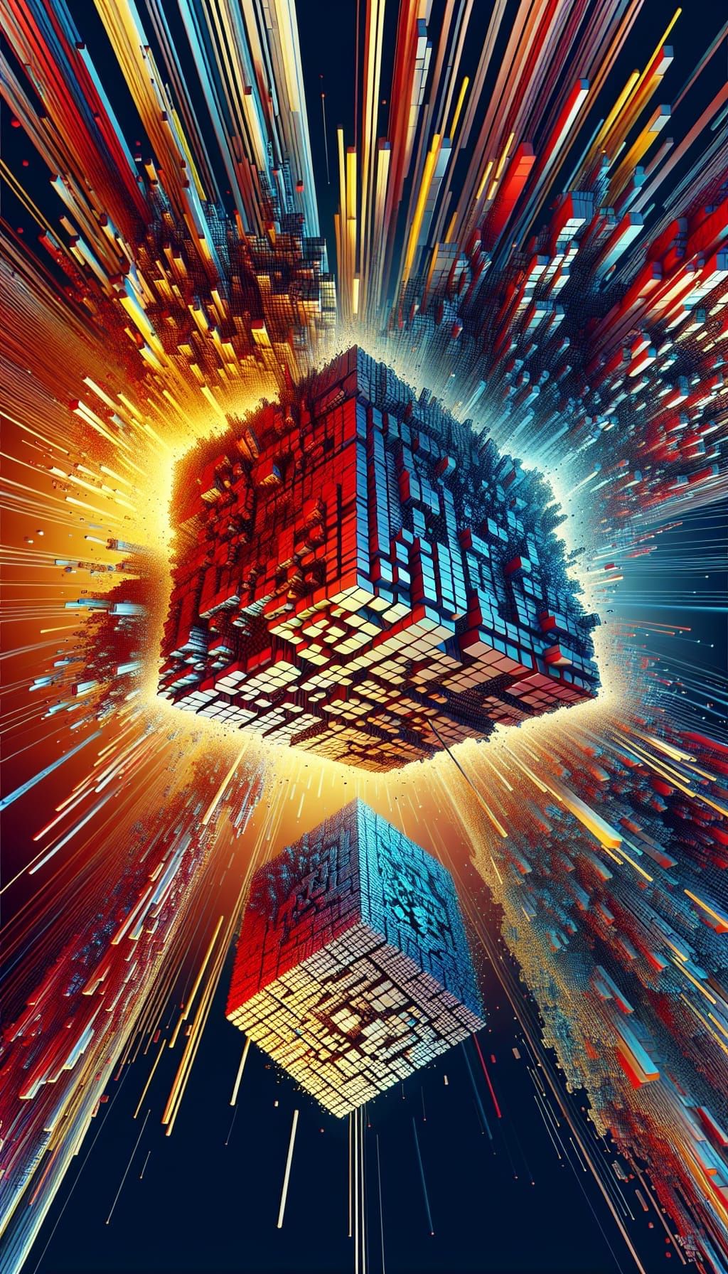 Vibrant Cubes Engage in Glitch Art Battle