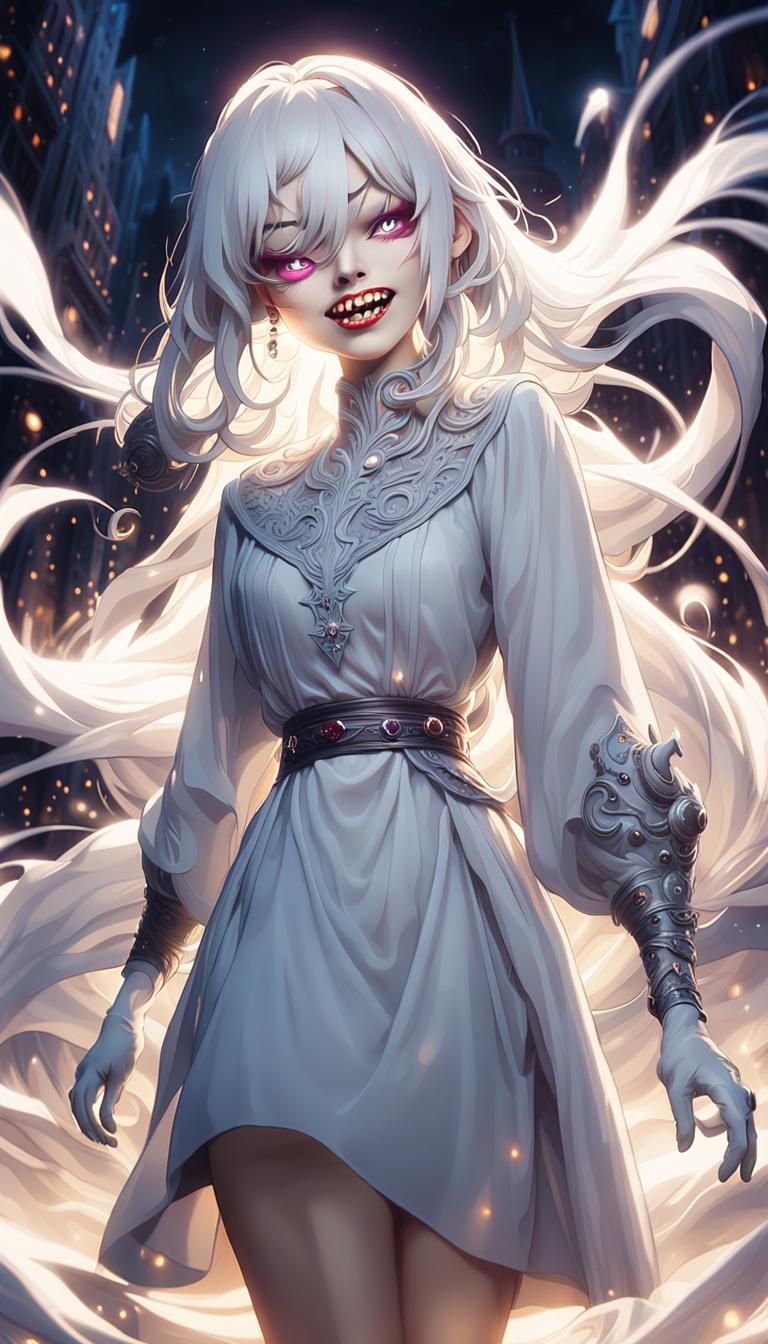 Anime Boosette with Mischievous Smile in Cel-Shaded Style