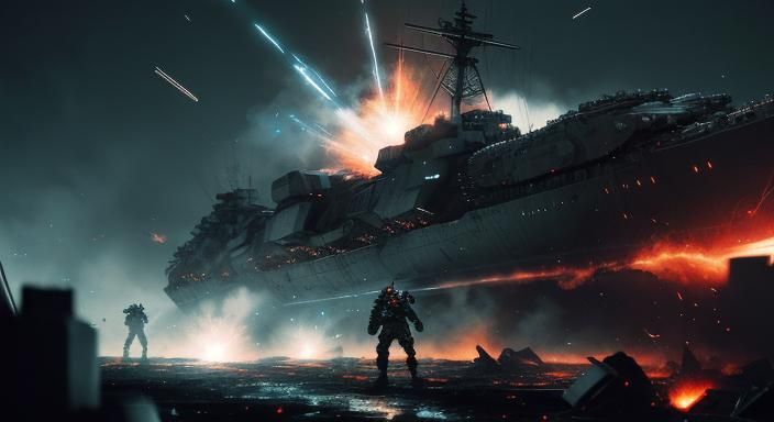 Intense Sci-Fi Battle Scene in Gritty Cinematic Style