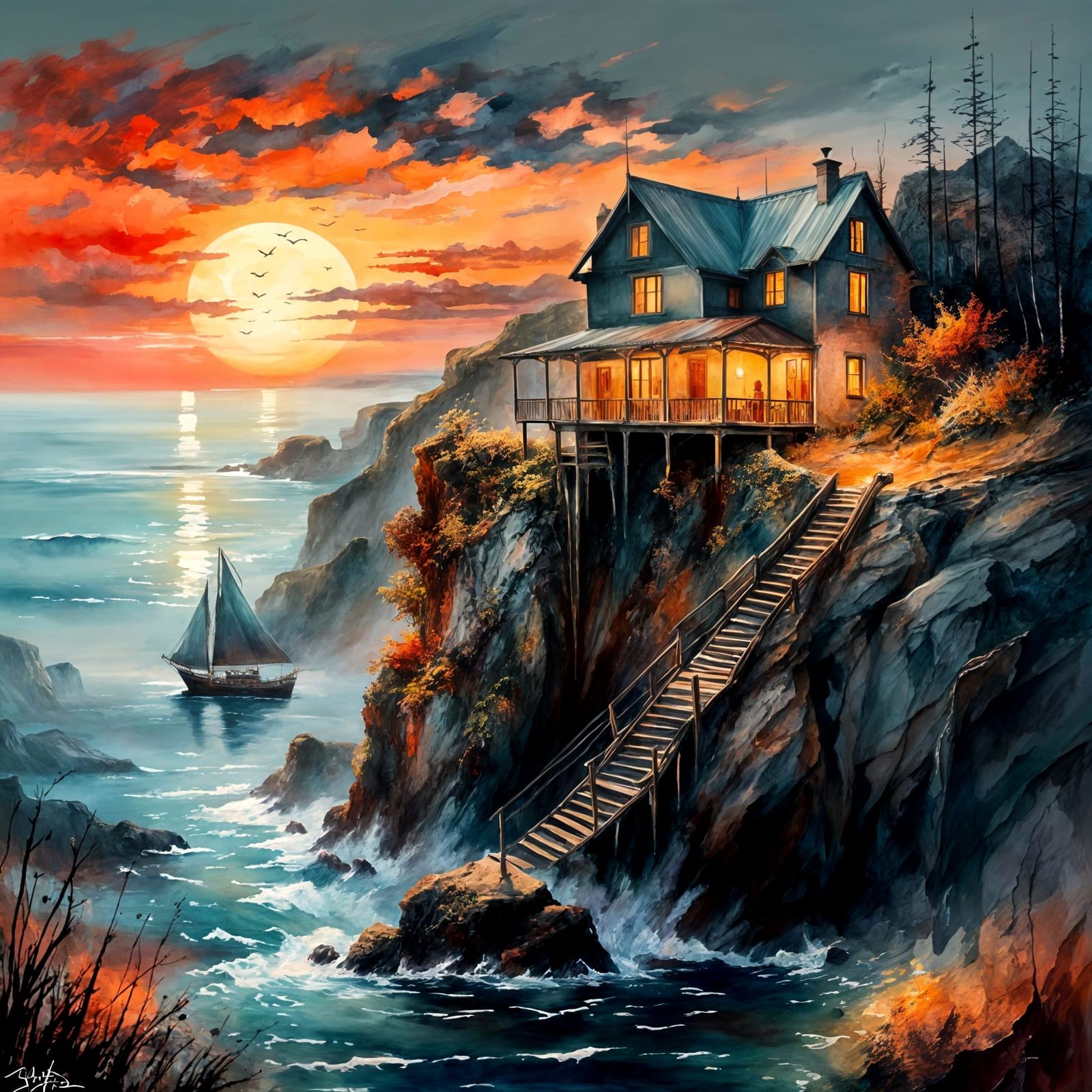 "Golden Horizon": Warmth reflected on still waters.