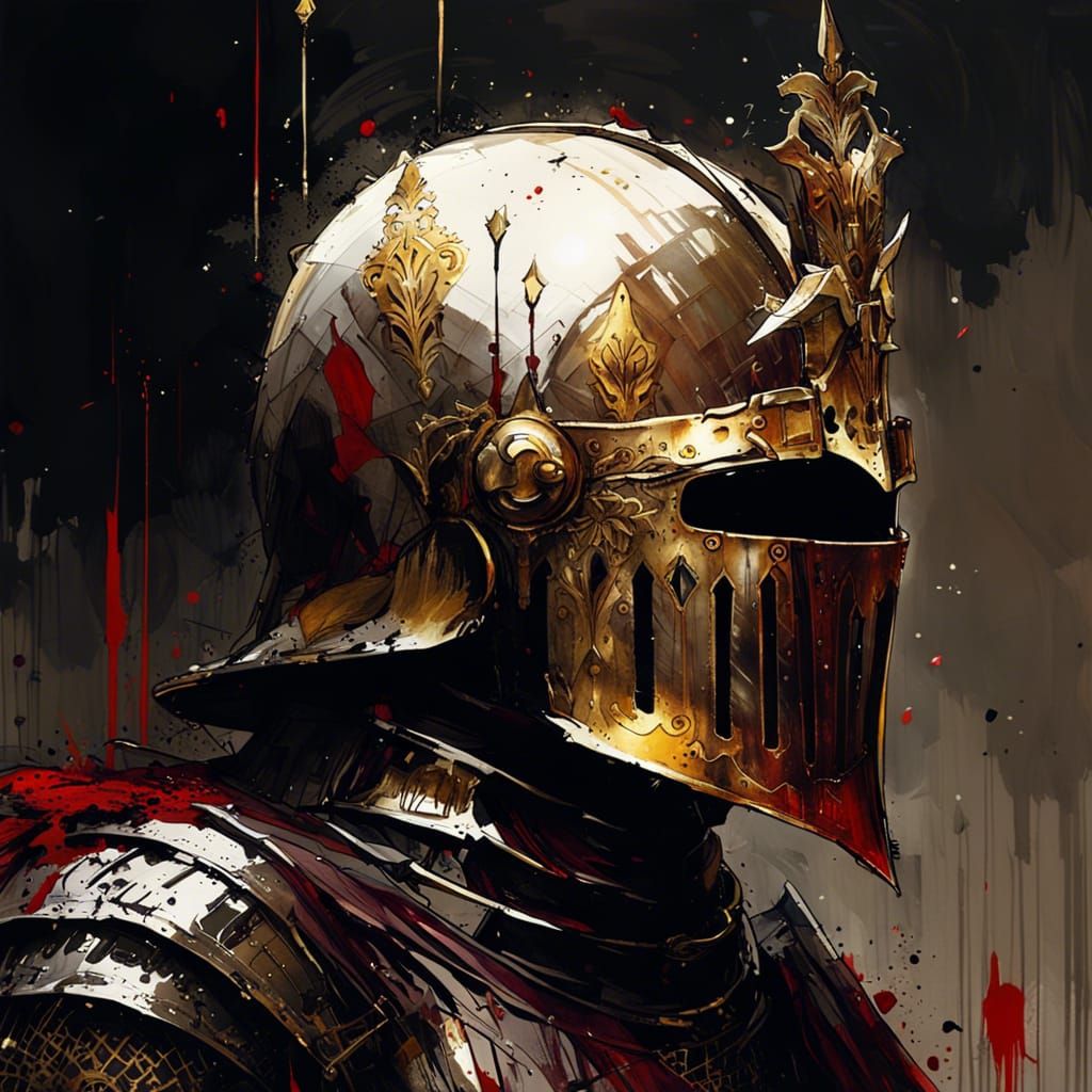 Gothic Knight Templar in a Field of Roses