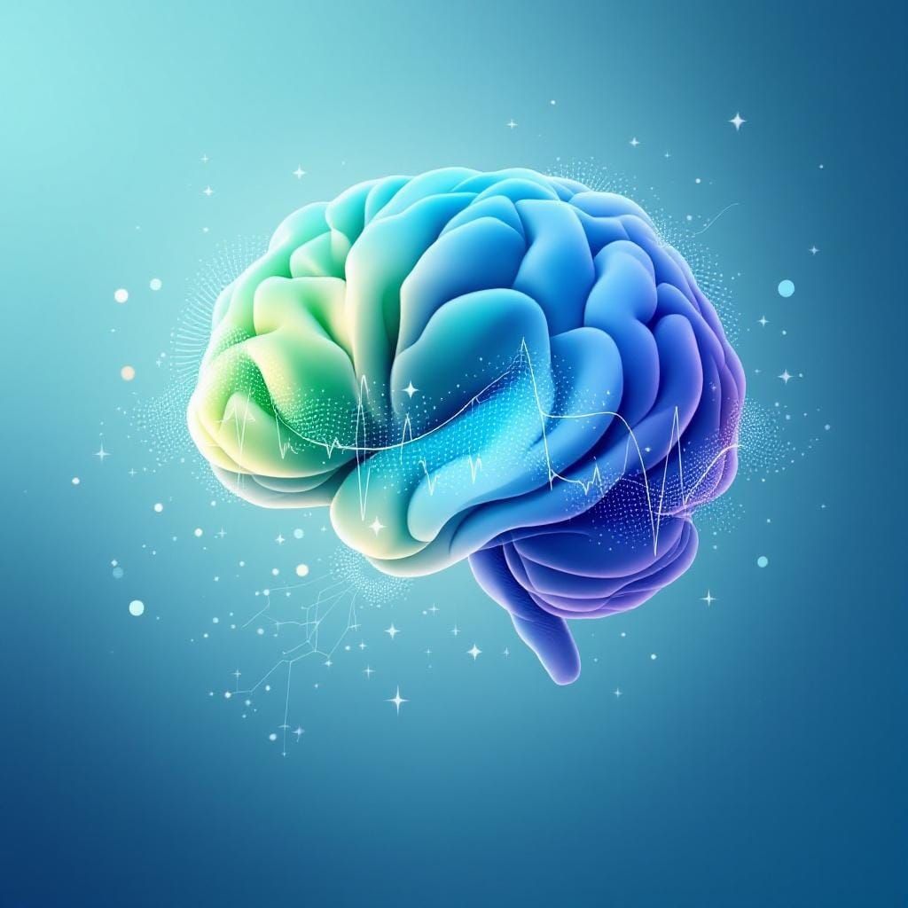 Abstract Brain Illustration in Soft Blue and Green