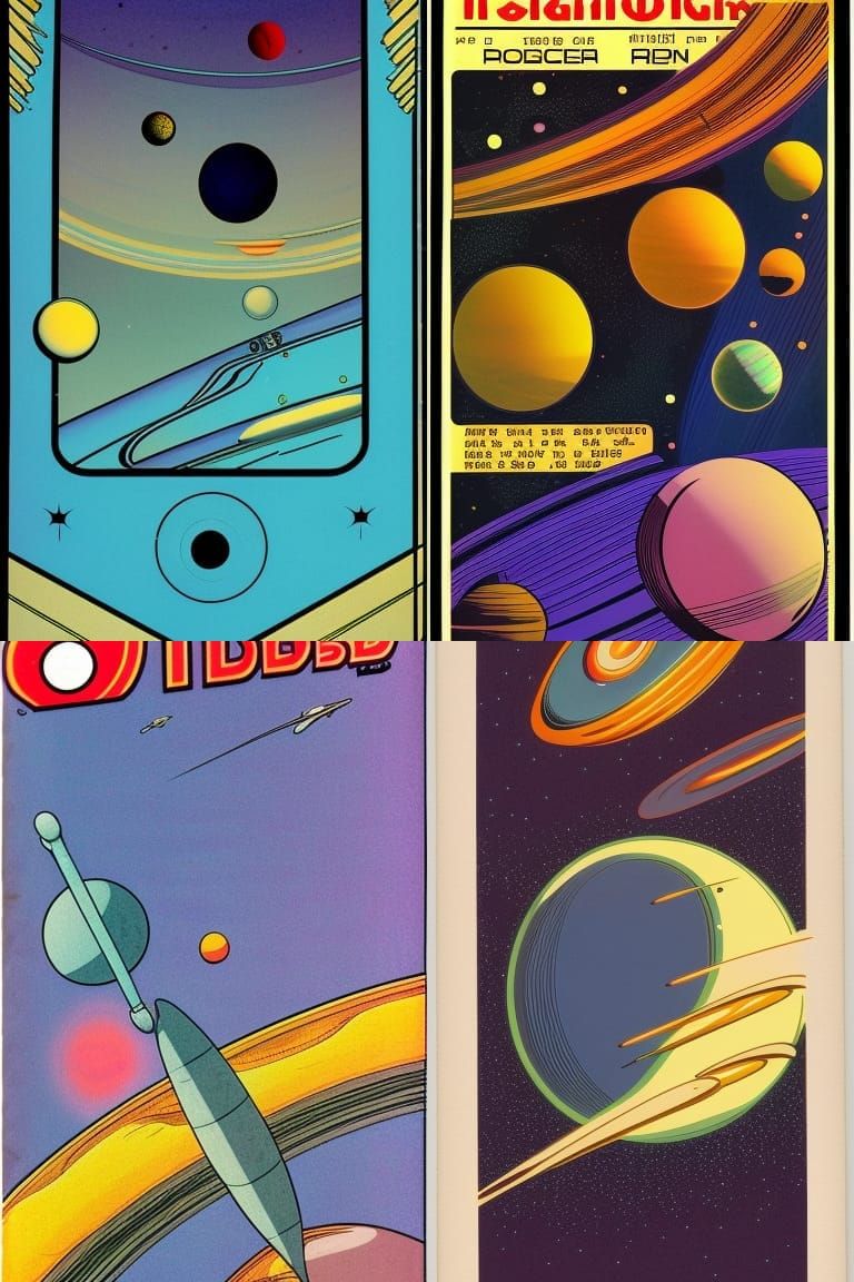 Planets in Retro Moebius Magazine Style