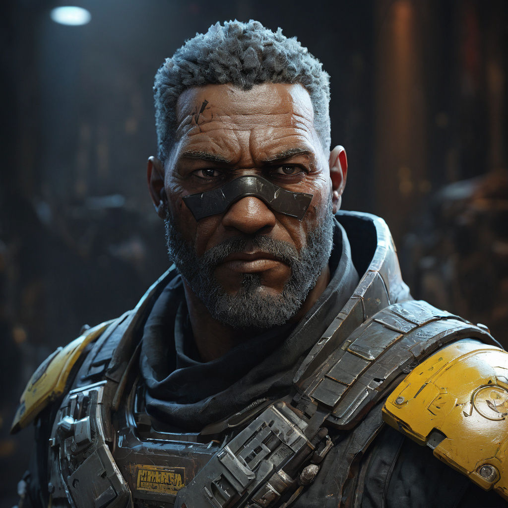 Cyberpunk Bounty Hunter Portrait in Triadic Colors