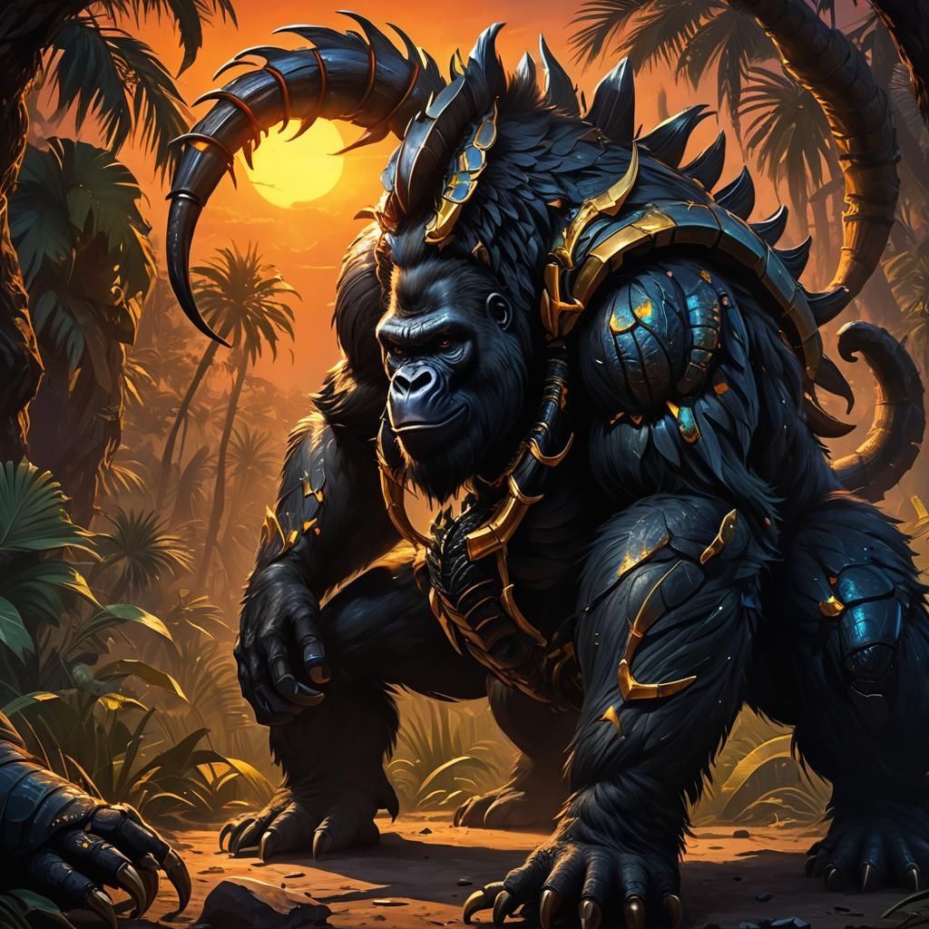 Terrifying Gorilla-Scorpion Hybrid in Digital Painting