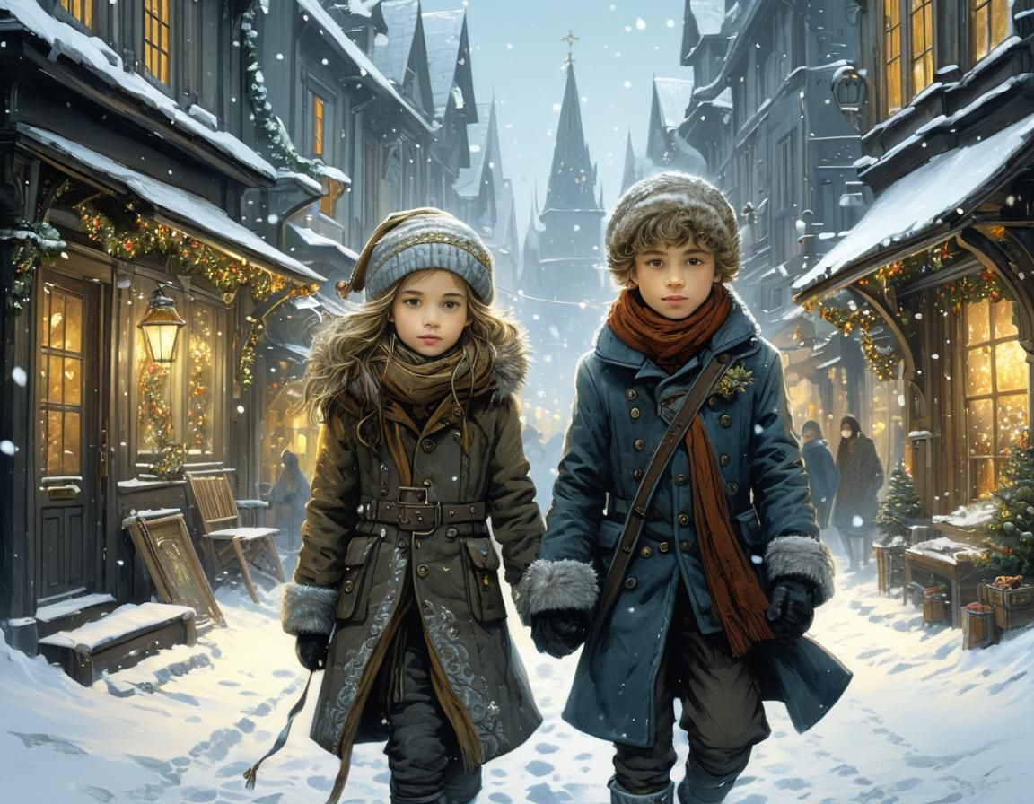 Christmas Street Scene Illustration