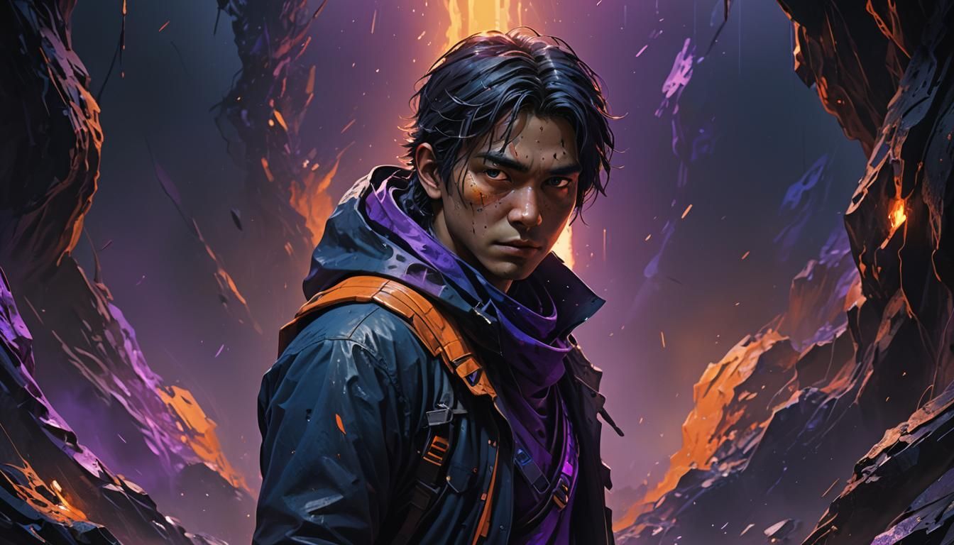 Figure Gazing into a Dark Abyss: Hyperrealistic Art