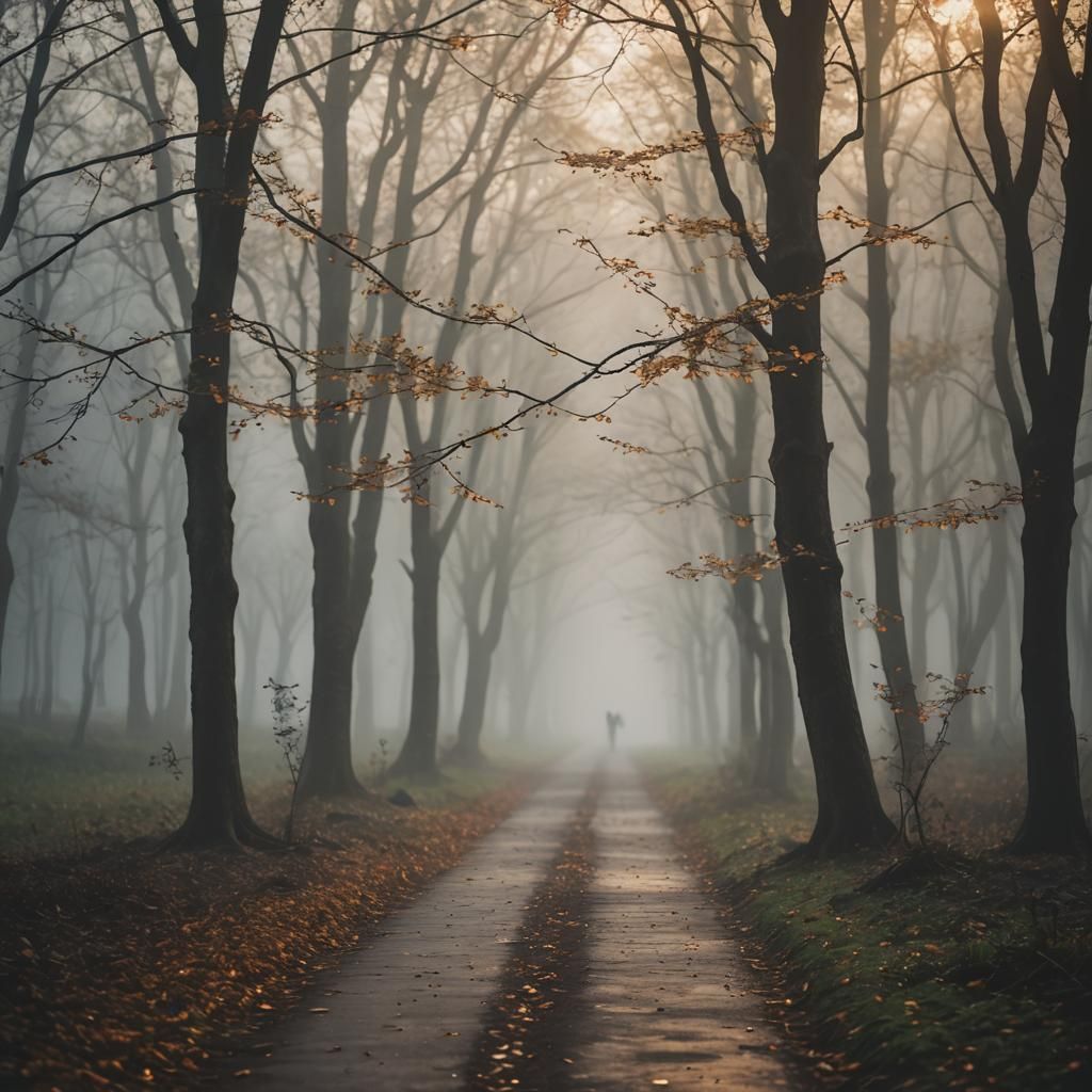 Evocative Photo: Subtle Hope in Foggy Dawn