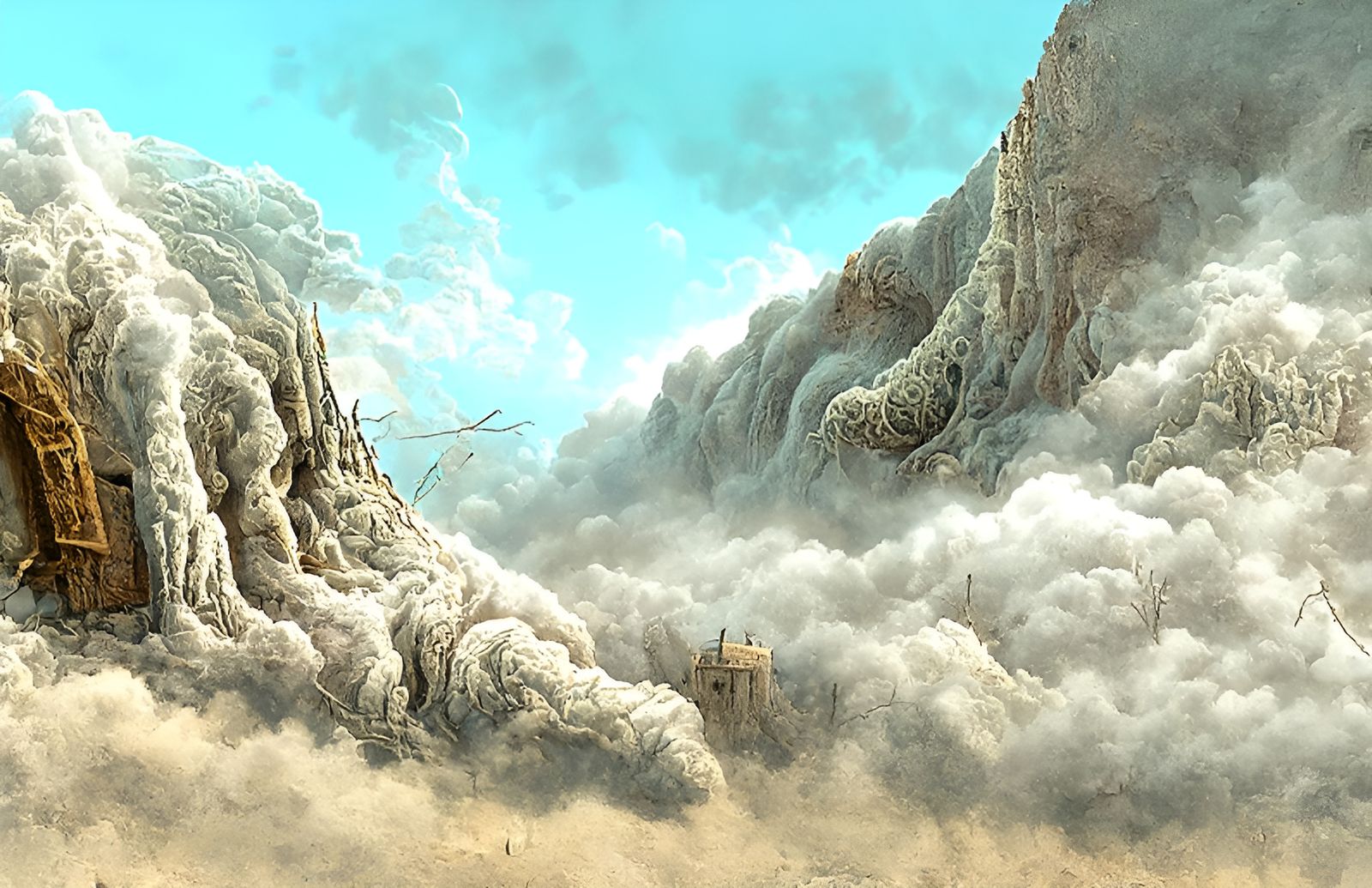 Storm Avalanche in Dystopian Fantasy Landscape