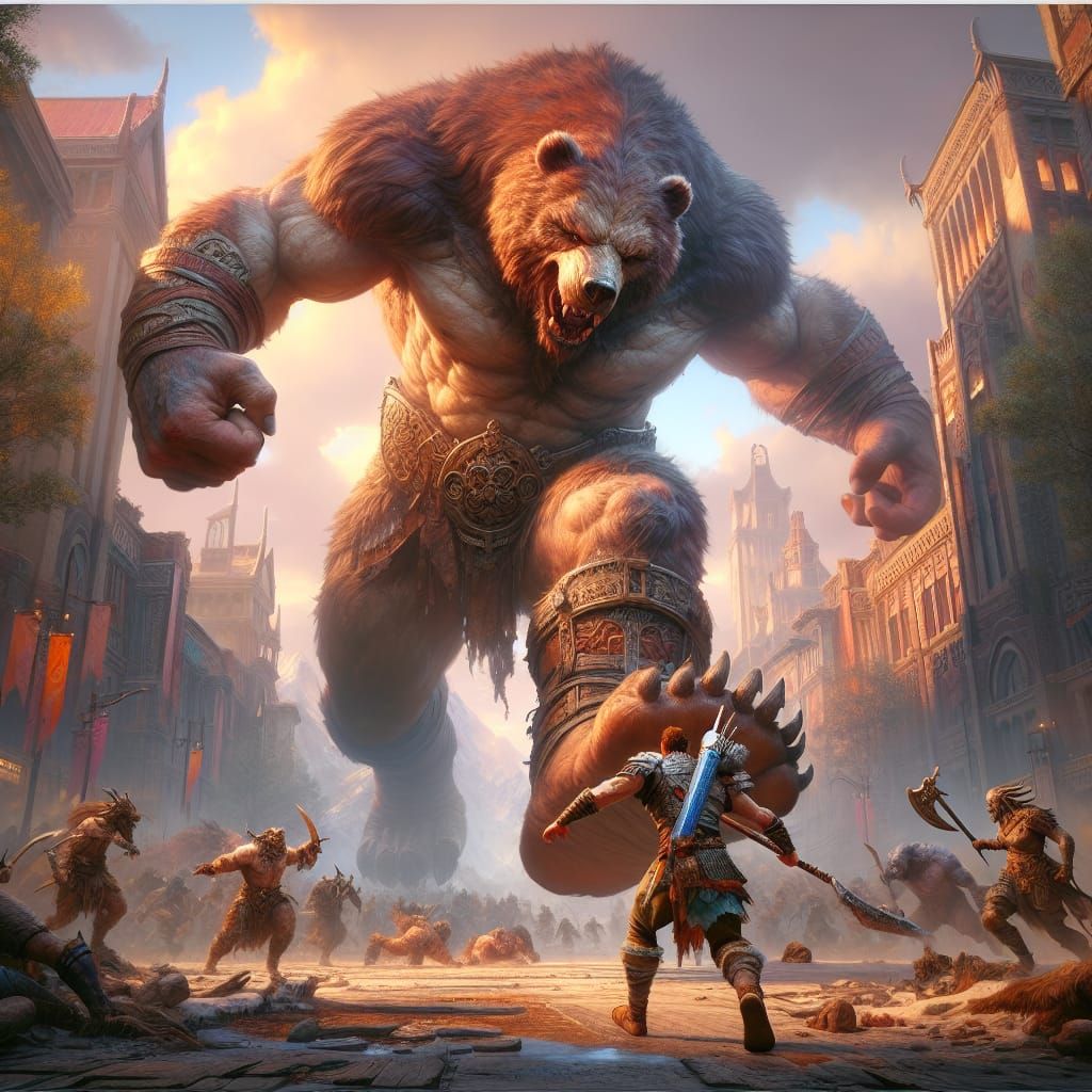 Werebear beats dragon born soldiers