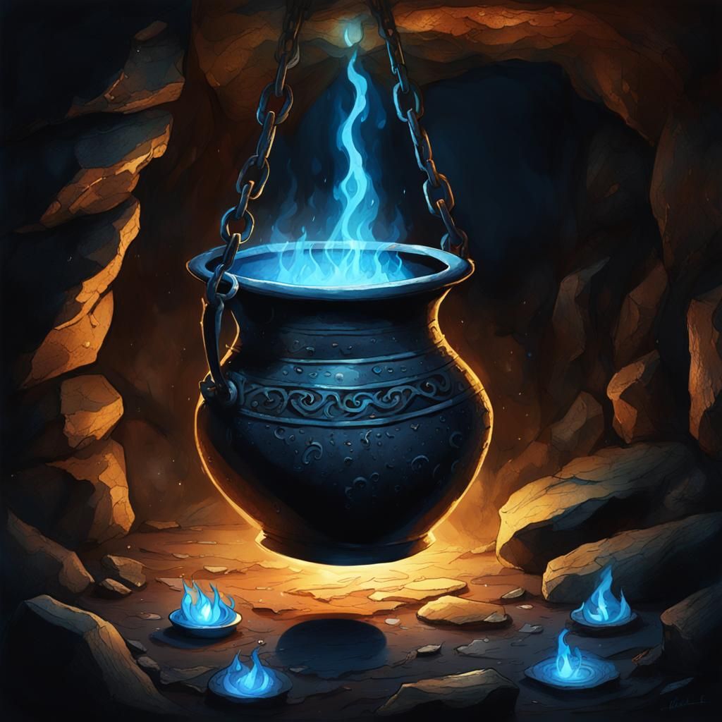 Ethereal Fantasy Pot with Blue Flames