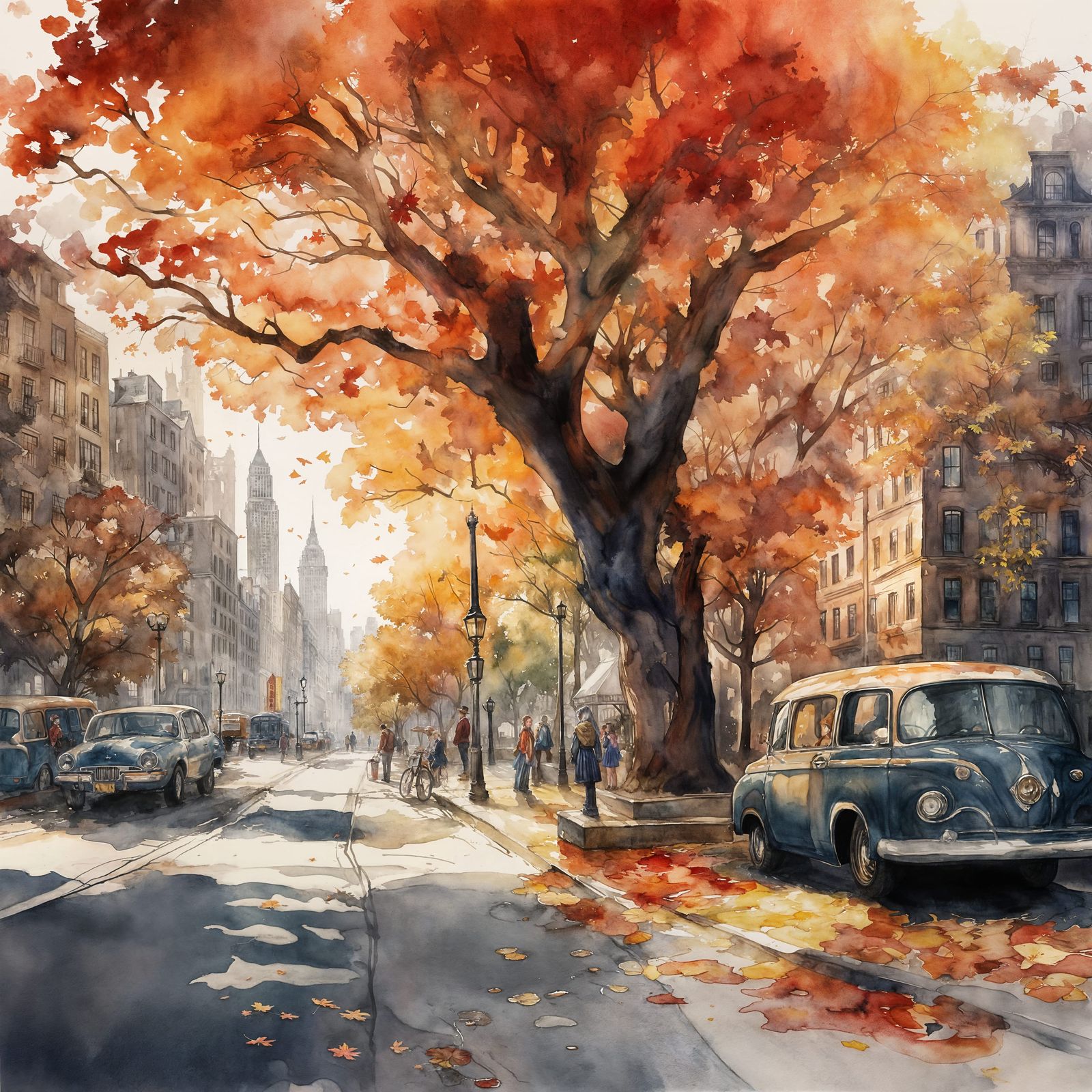 Autumn Scene in a New York City Park