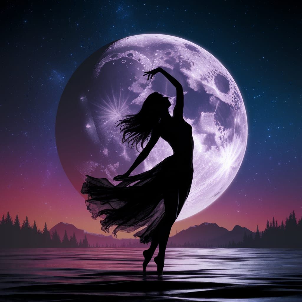 Woman Dancing in Moonlight: Fantasy Concept Art