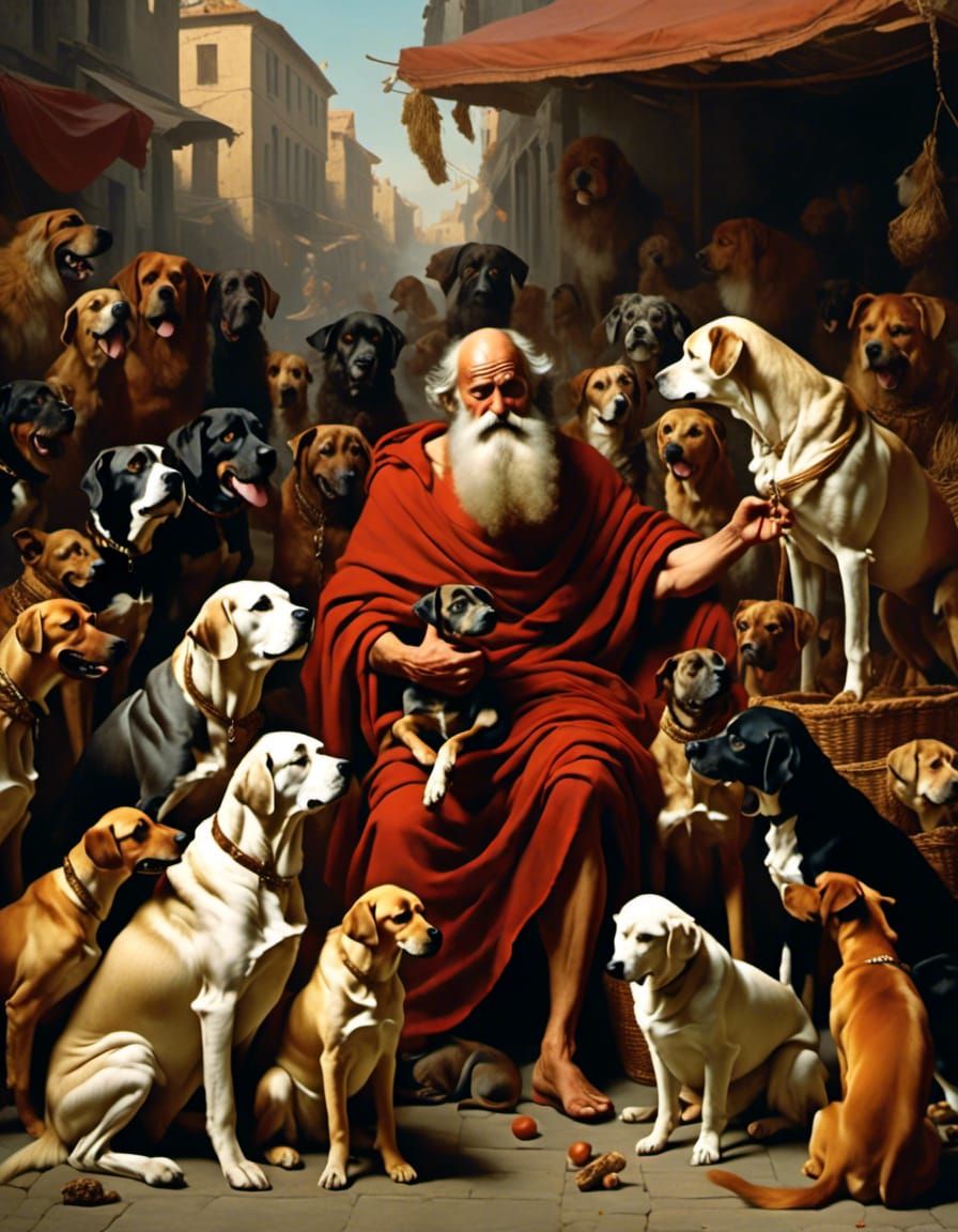 Diogenes and a pack of dogS