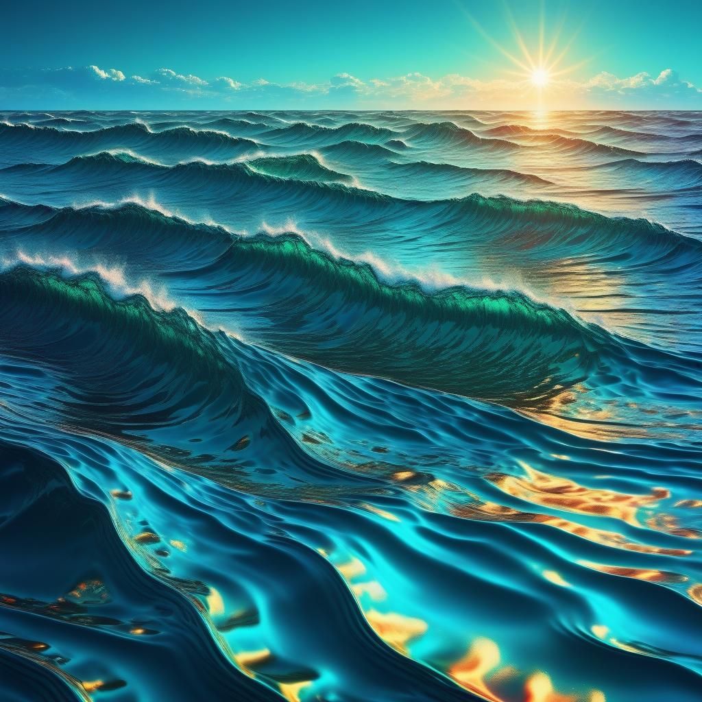 Quantum Interference Ocean Waves in Vivid Colors