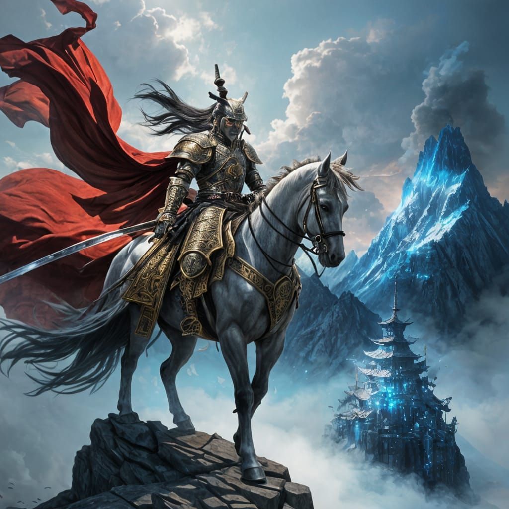 Epic Fantasy Samurai in Majestic Armor