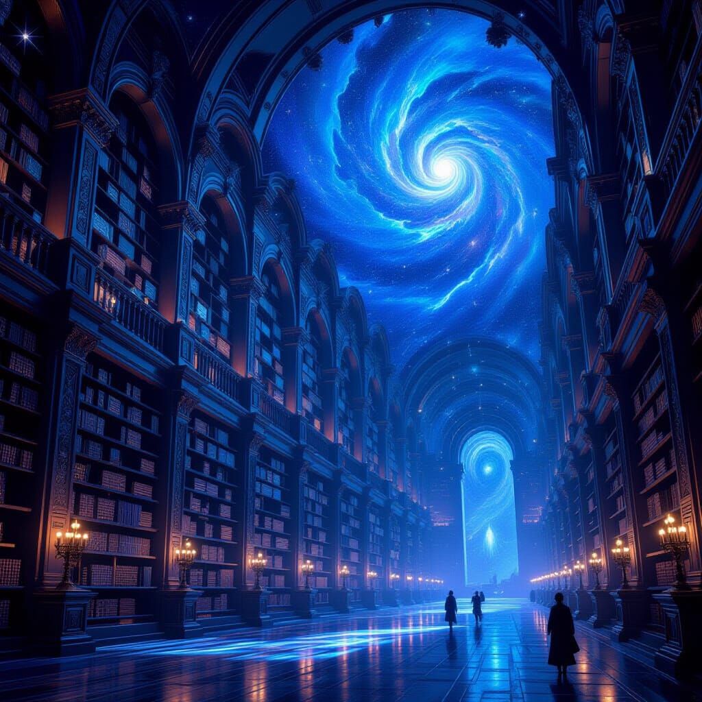 Cosmic Nebula Library of Glowing Tomes