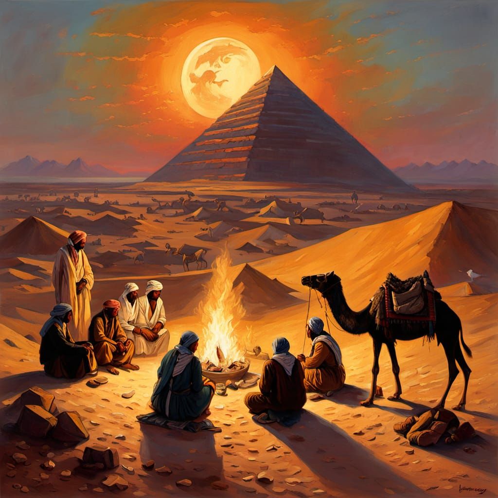 Desert Nightscape under Crescent Moonlight