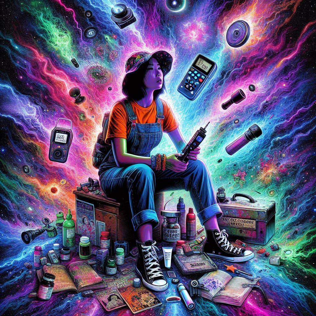 Vibrant Ghost Hunter in Post-Impressionistic Style