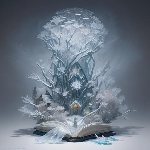 Intricate Ice Crystal Flower in Winter Landscape