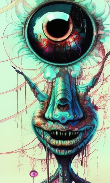 Luminescent Eyeball Balloon Monster in Biopunk Style