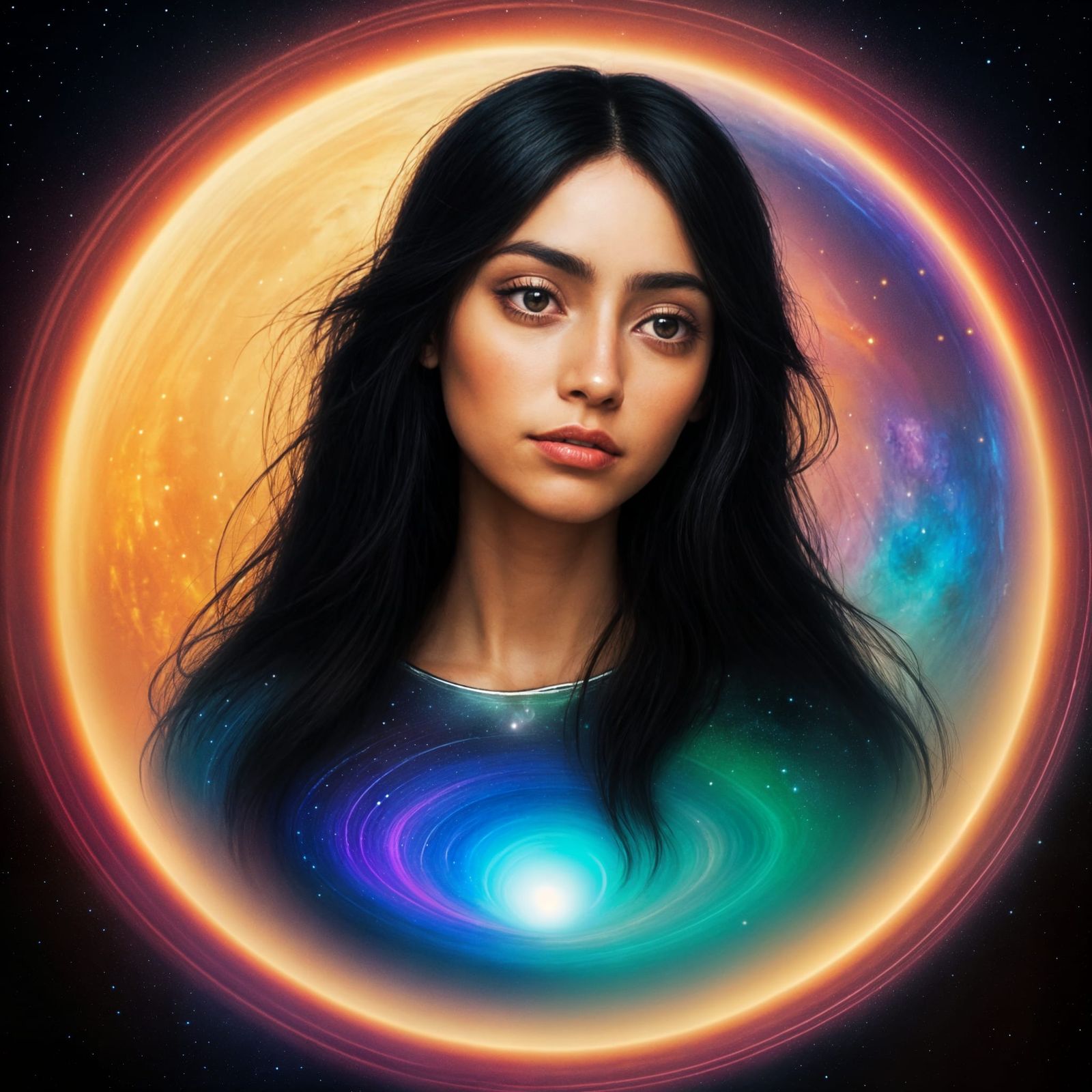 Otherworldly Latina Goddess in Celestial Realm