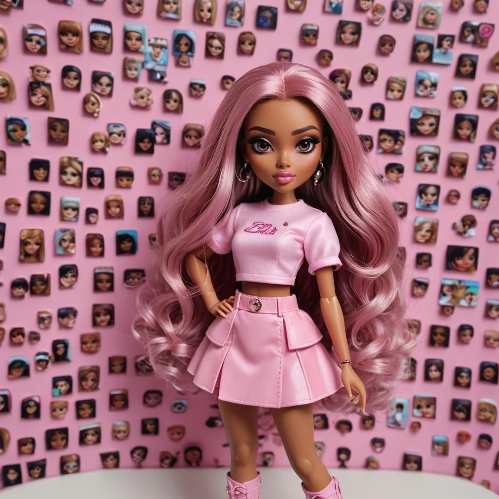 Hyper-Realistic Bratz Doll in Pink Selfie